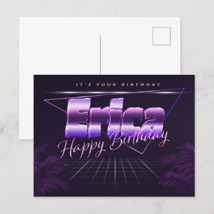 Erica Name Vorname lila Postkarte Geburtstag Postcard