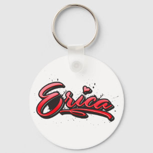 Erica red Heart Graffiti Schlüsselanhänger Key Ring