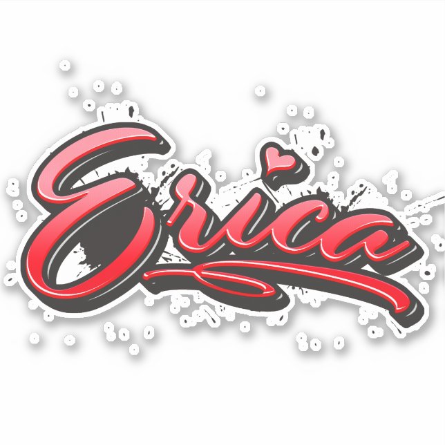 Erica red Heart Graffiti Sticker Decal (Front)