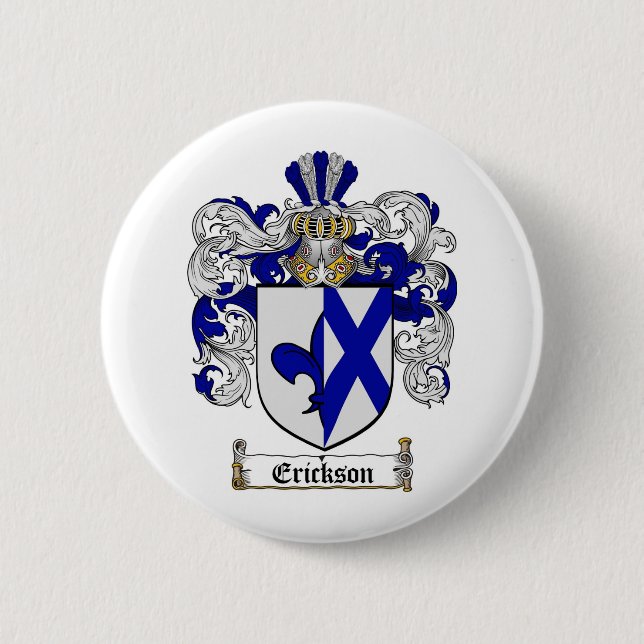 ERICKSON FAMILY CREST -  ERICKSON COAT OF ARMS 6 CM ROUND BADGE (Front)