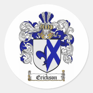 ERICKSON FAMILY CREST -  ERICKSON COAT OF ARMS CLASSIC ROUND STICKER