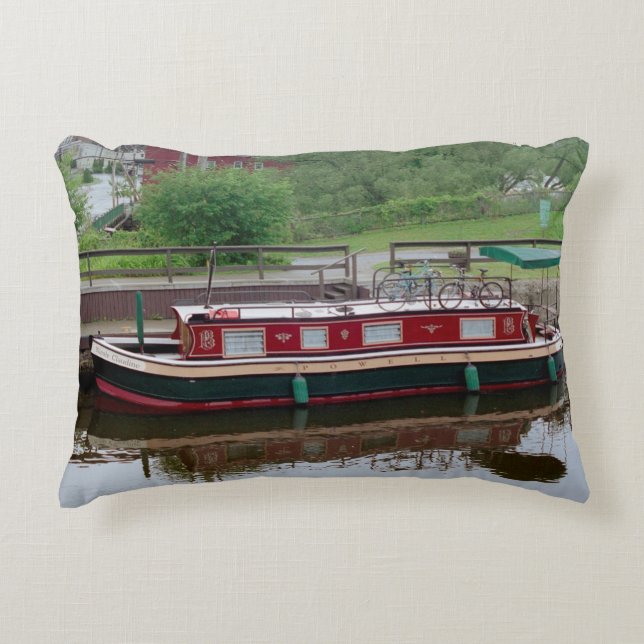 Erie Canal Boat Accent Pillow (Front)