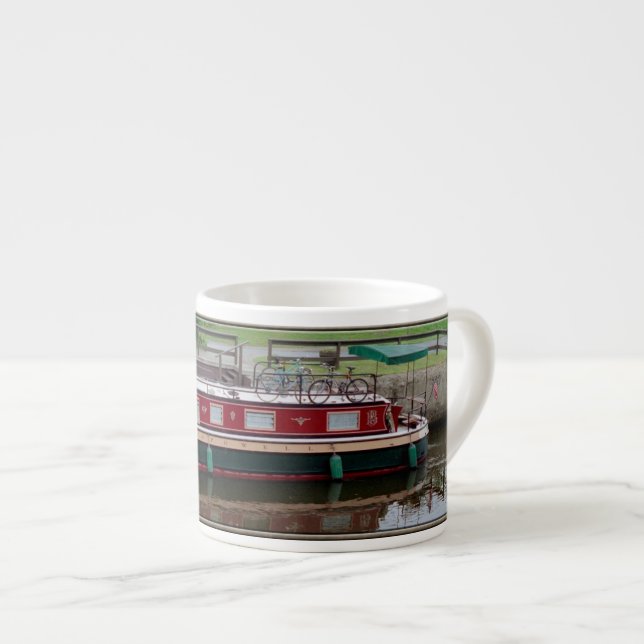 Erie Canal boat espresso mug (Front Right)