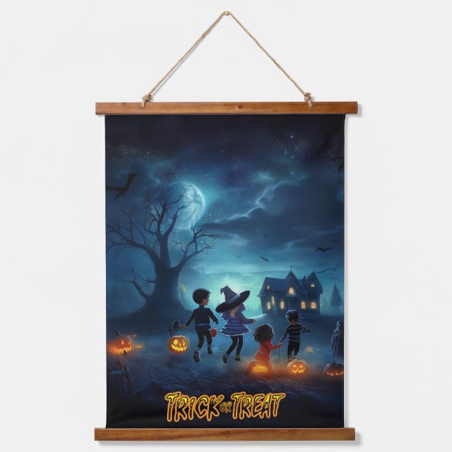 Erie Halloween Kids Trick or Treating Hanging Tapestry (Front)