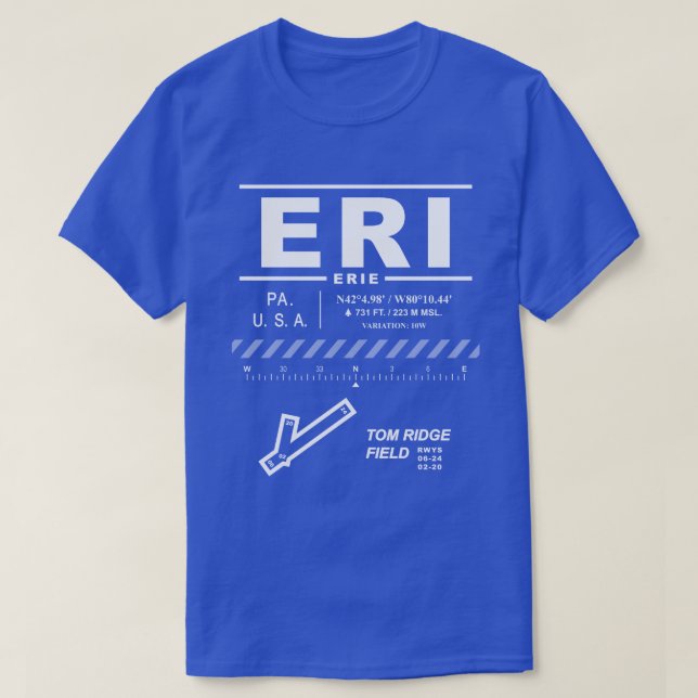 Erie International Airport ERI Tee Shirt (Design Front)
