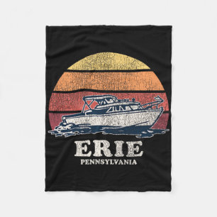 Erie Pa Vintage Boating 70s Retro Boat Design Fleece Blanket