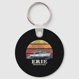 Erie Pa Vintage Boating 70s Retro Boat Design Key Ring