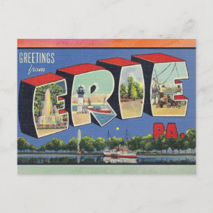 Erie, Pennsylvania Vintage Travel Postcard