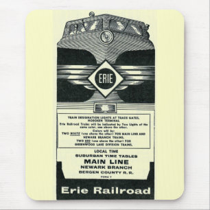 Erie Railroad Suburban Time Tables Cover 1958 Mouse Mat