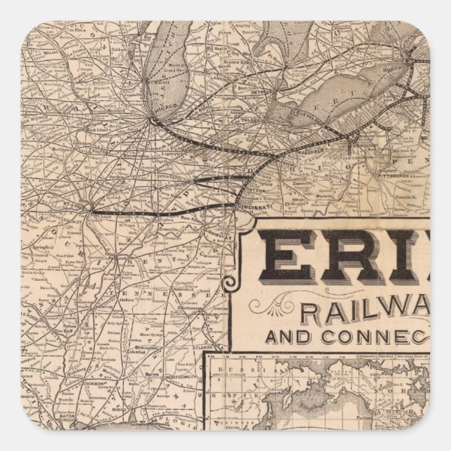 Erie Railway and connections Square Sticker (Front)