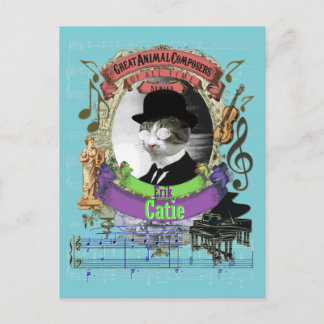 Erik Catie Cat Animal Composer Satie Spoof Postcard