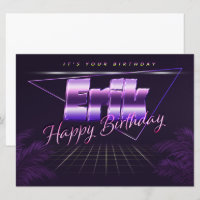 Erik Name First name lila retro card Birthday