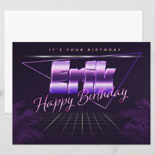 Erik Name First name lila retro card Birthday