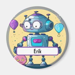 Erik the Brainy Bot With Custom Nametag  Magnet