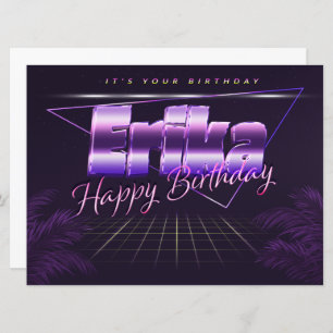 Erika name first name lila retro card birthday