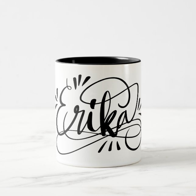 Erika - Personalised hand lettered mug with name (Center)