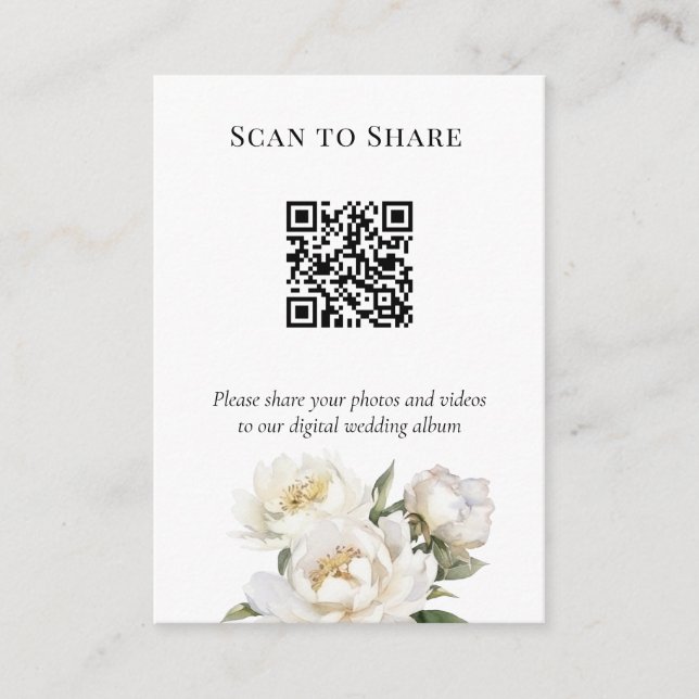 Erika Scan to Share Wedding Photos and Videos QR Enclosure Card (Front)