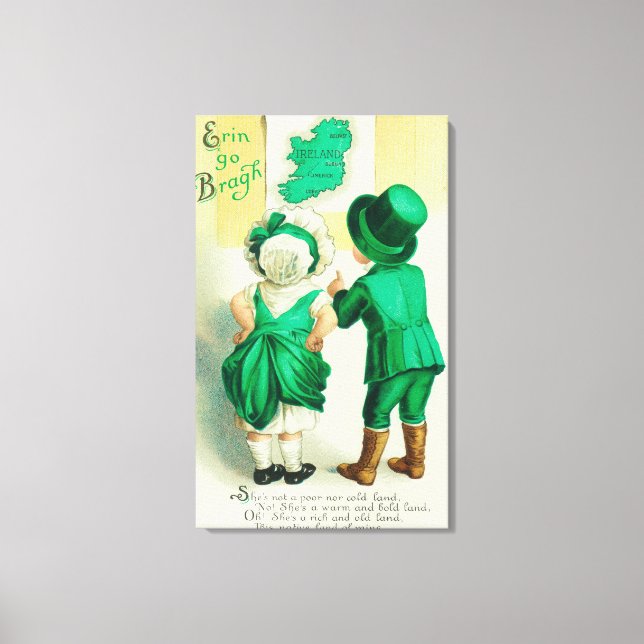 Erin Go Bragh Couple Looking at Ireland Map Canvas Print (Front)