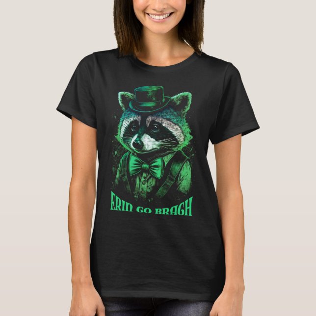 Erin Go Bragh Cute Leprechaun Racoon St Paddy s D T-Shirt (Front)