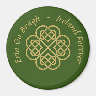 Erin Go Bragh Gold Celtic Shamrock  Magnet