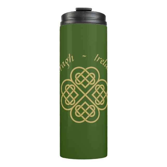 Erin Go Bragh Gold Celtic Shamrock  Thermal Tumbler (Front)