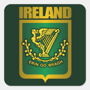 "Erin Go Bragh" Gold Square Sticker
