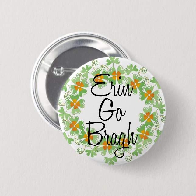 Erin Go Bragh Shamrock Buttons (Front & Back)