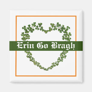 Erin Go Bragh Shamrock Heart Magnet