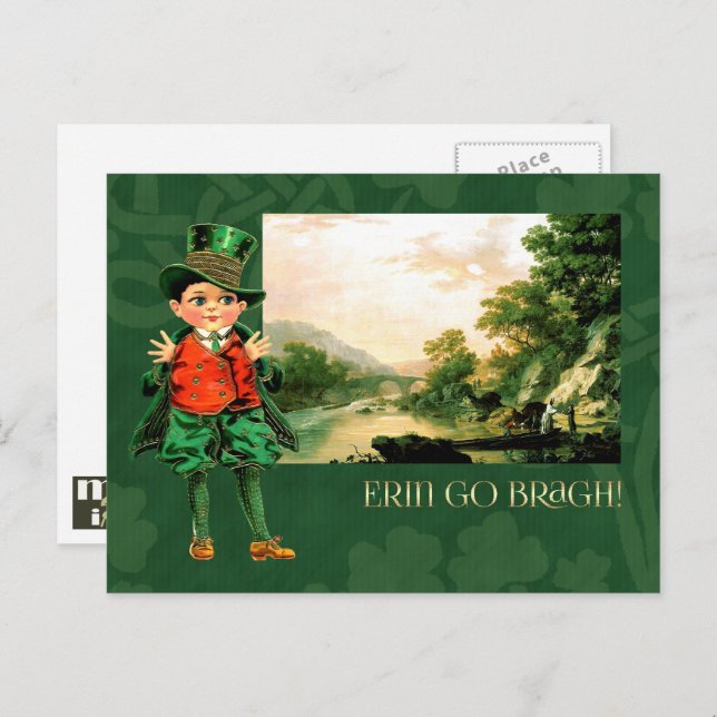 Erin Go Bragh. Vintage Little Irish Boy Postcard (Front/Back)