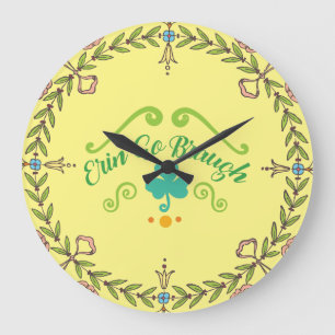 Erin Go Braugh Irish Folk Art Wreath Large Clock