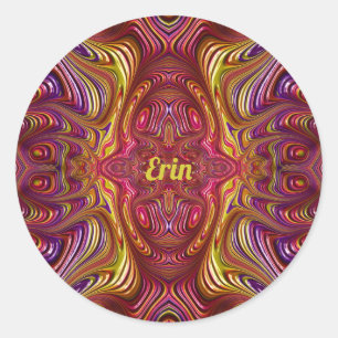 ERIN ~ Multicoloured Fractal Design ~  Classic Round Sticker