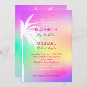 Erin Palm Tree White Colourful Modern Invitation