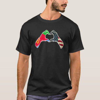 Eritrea American USA Flag   USA Eritrean Heart T-Shirt