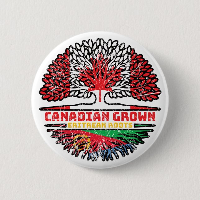 Eritrea Eritrean Canadian Canada Tree Roots Flag 6 Cm Round Badge (Front)