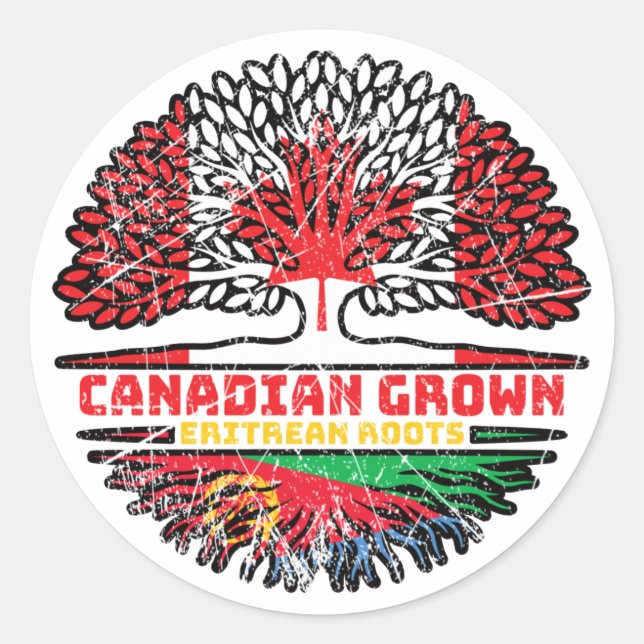 Eritrea Eritrean Canadian Canada Tree Roots Flag Classic Round Sticker (Front)