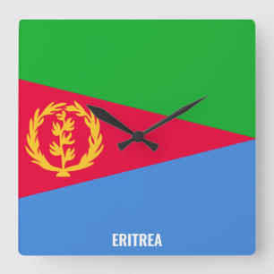 Eritrea Flag Dazzling Patriotic Square Wall Clock