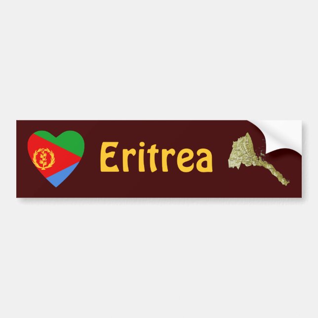 Eritrea Flag Heart + Map Bumper Sticker (Front)