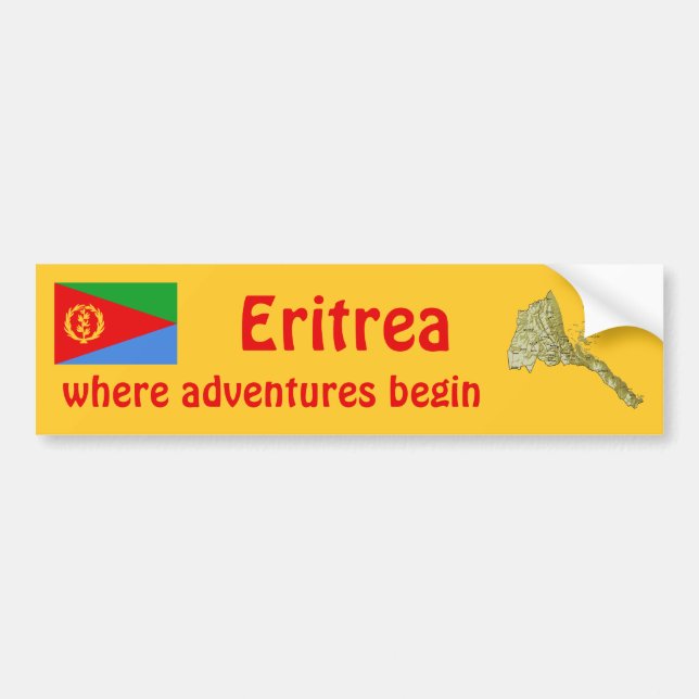 Eritrea Flag + Map Bumper Sticker (Front)
