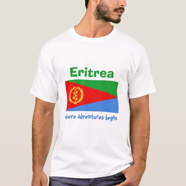 Eritrea Flag + Map + Text T-Shirt (Front)