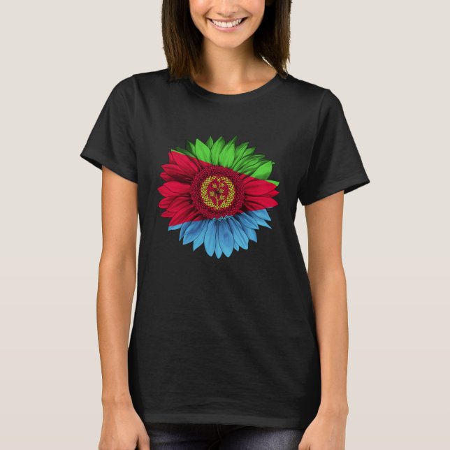 Eritrea Flag Sunflower Eritrean Roots Proud Patrio T-Shirt (Front)