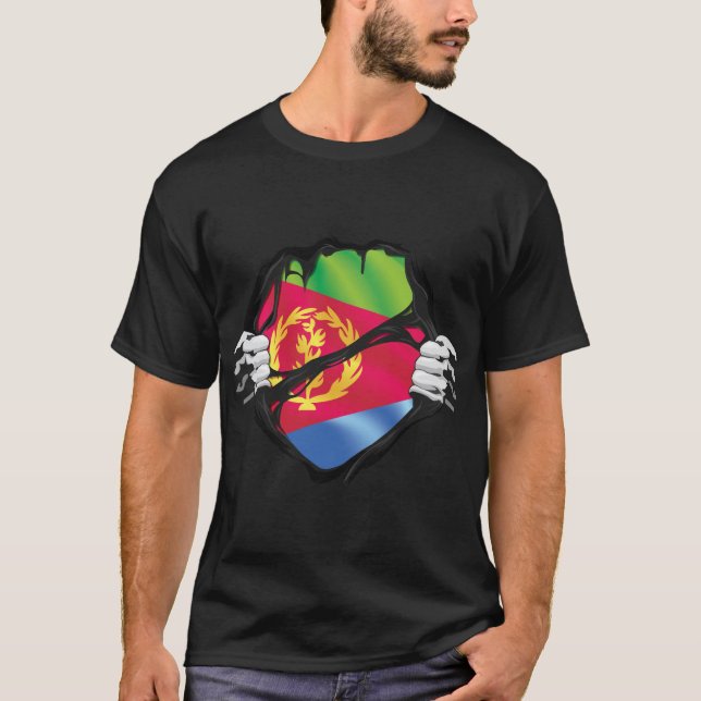 Eritrea Pure Roots Flag Black T-Shirt (Front)