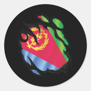 Eritrea Ripped Flag Classic Round Sticker