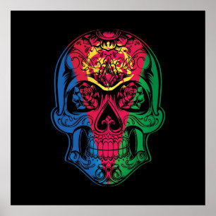 Eritrea Skull And Roses Flag Poster