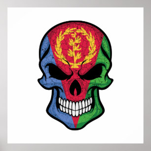 Eritrea Smiling Skull Flag Poster