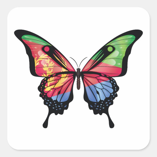Eritrea Swallowtail Butterfly Flag Sticker (Front)