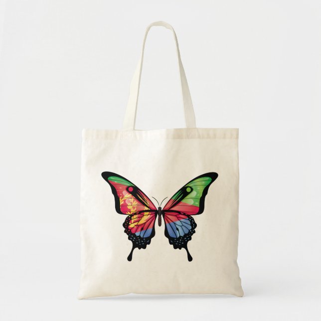 Eritrea Swallowtail Butterfly Flag Sticker Tote Bag (Front)