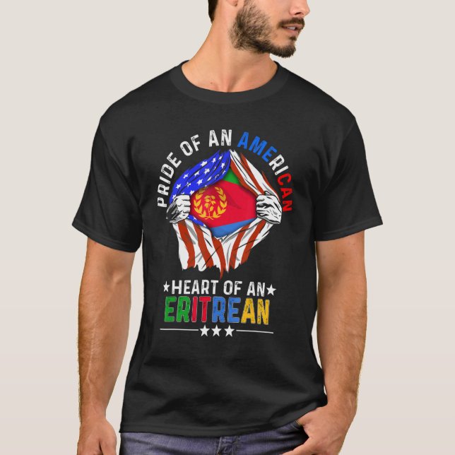 Eritrean American America Pride Foreign Eritrea Fl T-Shirt (Front)