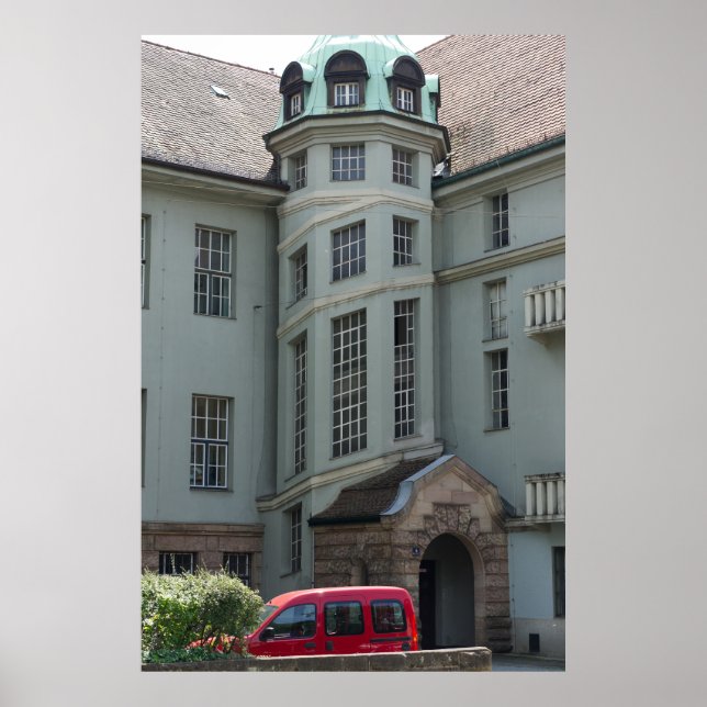 Erlangen Architecture with a Red Vehicle Poster (Front)