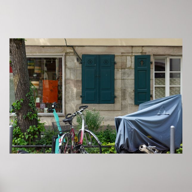 Erlangen Windows and Bicycle in Germany Poster (Front)