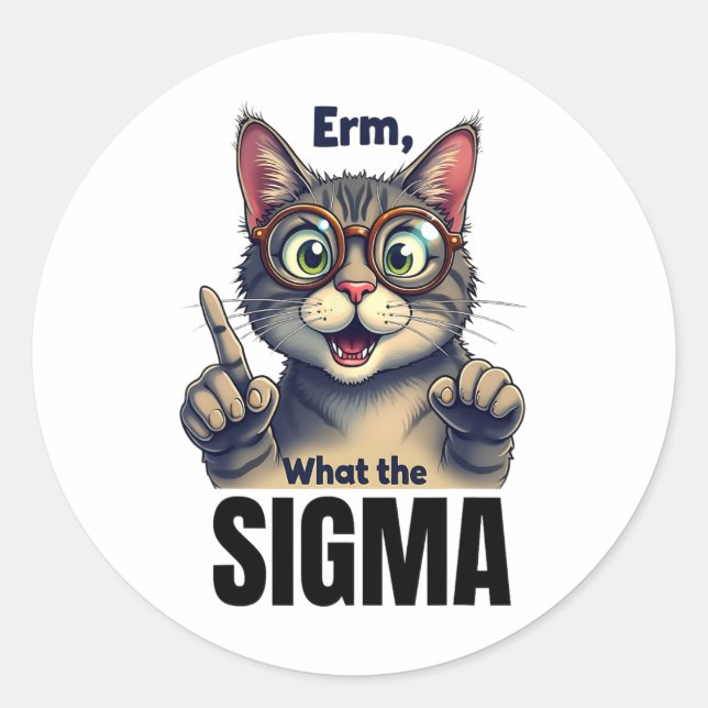 Erm What The Sigma Funny Cat Lovers  Classic Round Sticker (Front)